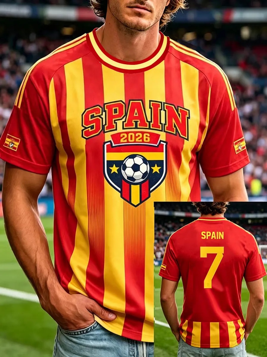 Street Fashion In Spain - Spain Football Fan T-shirt Short Sleeved