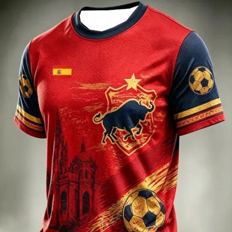 Street Fashion In Spain - Spain Football Fan T-shirt Short Sleeved