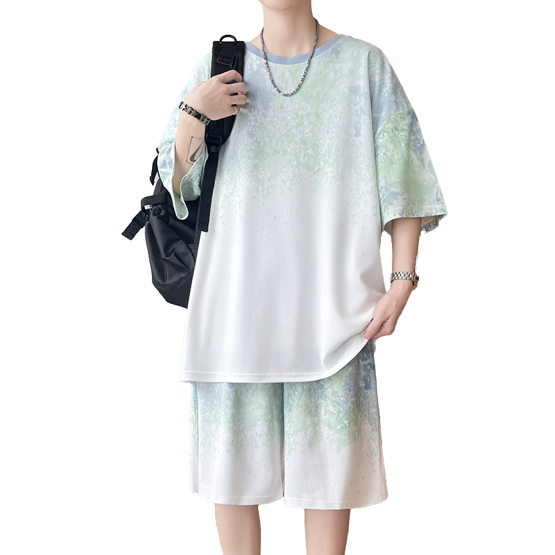 Street Summer Fashion - 【Top 5-Point Pants】Men's T-Shirt Set New