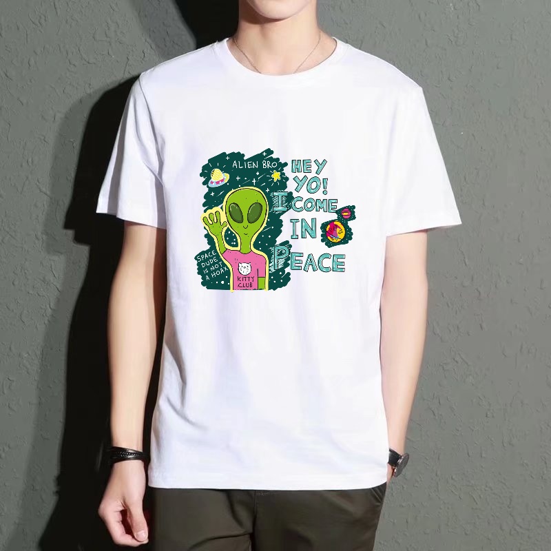 Men's Black Round-Neck Short-S - Street Fashion Theme 评论和价格