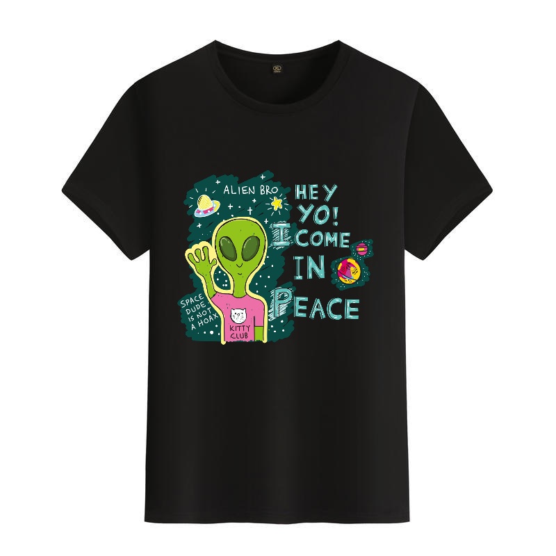 Men's Black Round-Neck Short-S - Street Fashion Theme 评论和价格