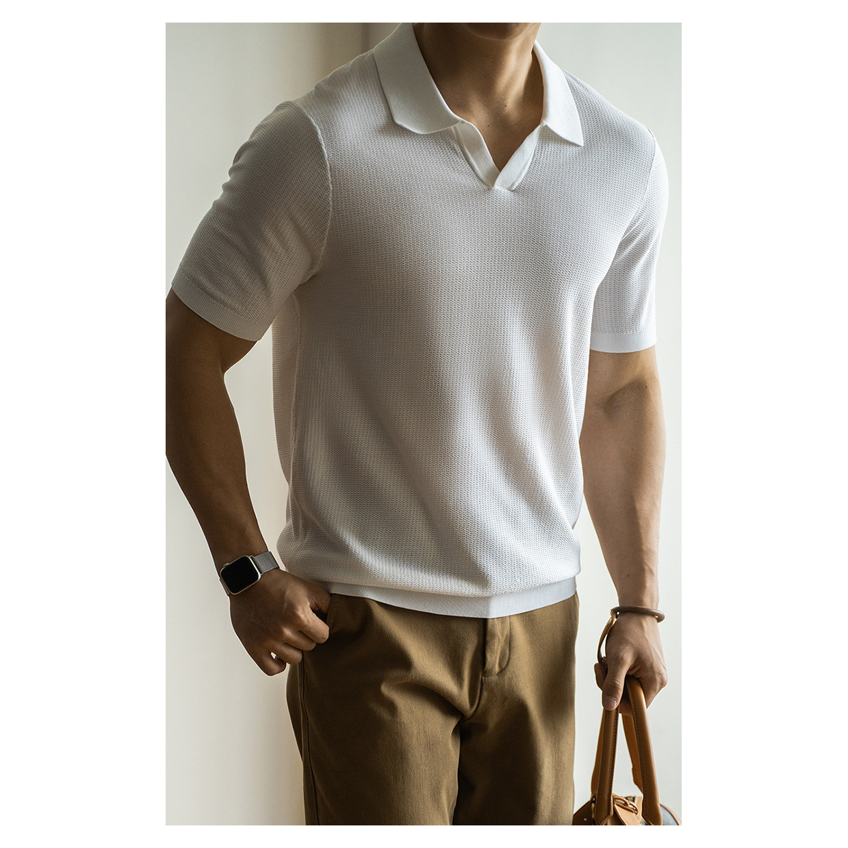 Linen Short Sleeve Knitted Hig - Urban Street Fashion Photography 评论和价格