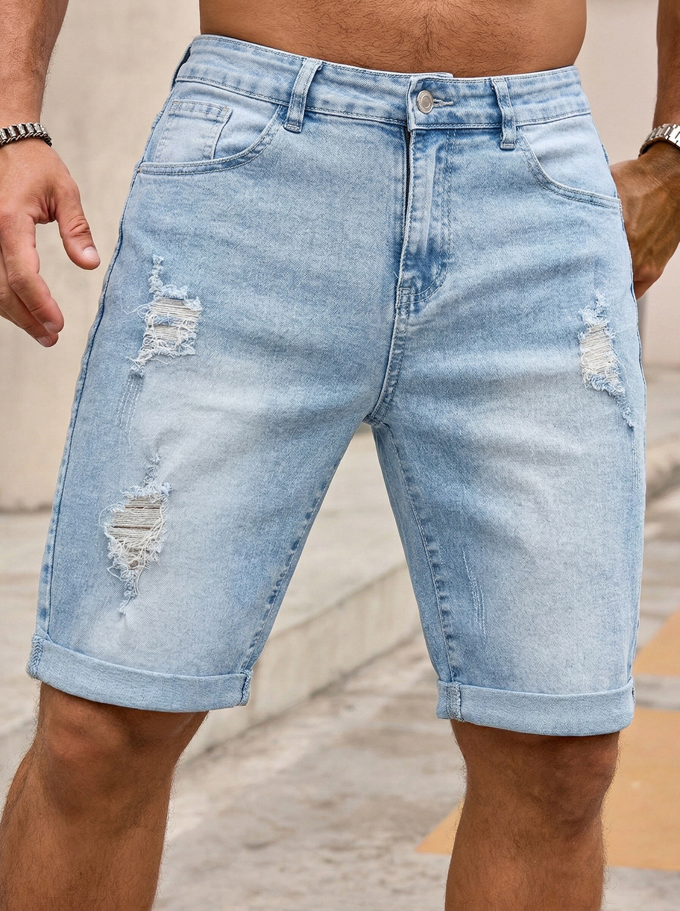 Men Denim Jeans Pants Clothing - Distressed Jean Rip 评论和价格