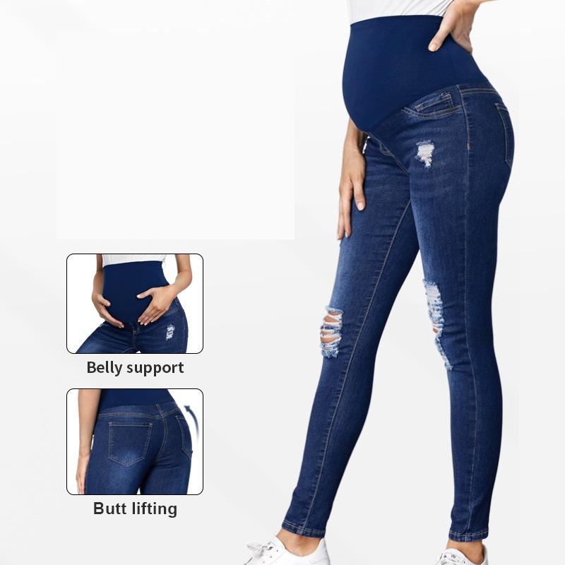 Belly Support High Waist Mater - Distressed Jean Rip 评论和价格