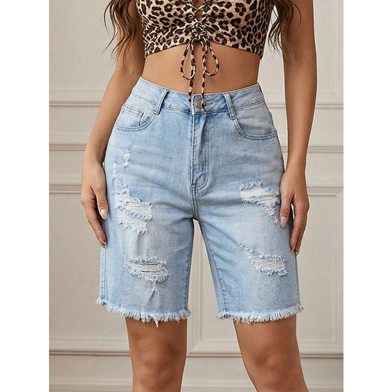 2026 Women's High Waist Distre - Distressed Jean Rip 评论和价格