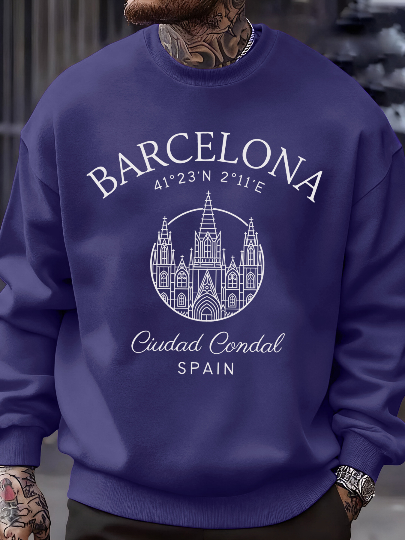 Barcelona Cprint Autumn Men Sw - Street Fashion Barcelona 评论和价格