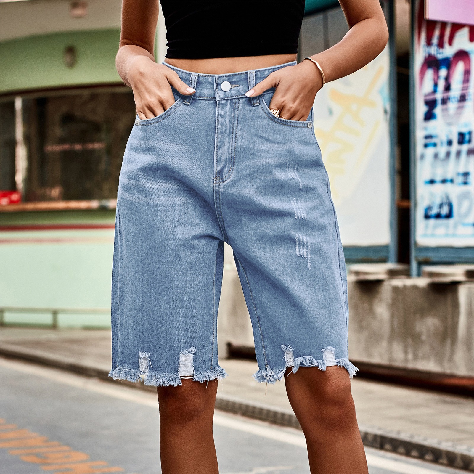 Summer Women's Clothing Distre - Distressed Jean Rip 评论和价格