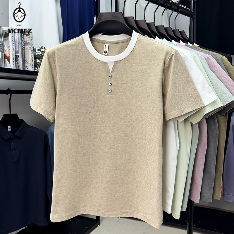 Men Casual Short Sleeve Henley - Street Summer Fashion 评论和价格