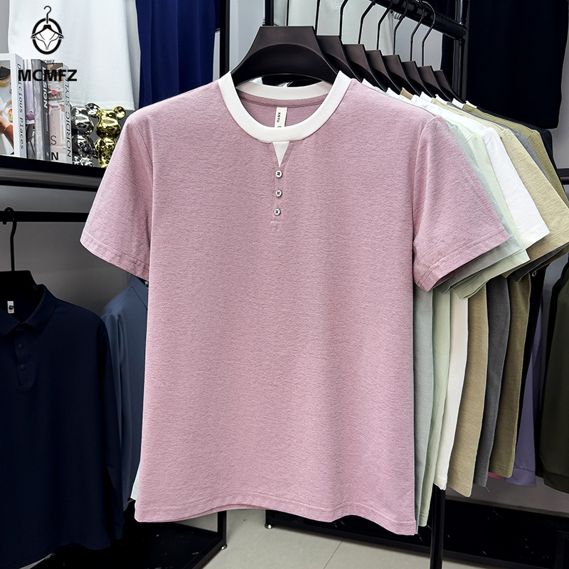 Men Casual Short Sleeve Henley - Street Summer Fashion 评论和价格