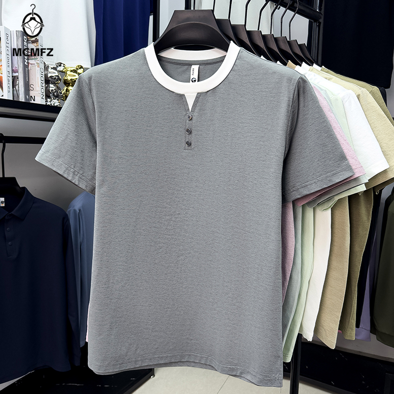 Men Casual Short Sleeve Henley - Street Summer Fashion 评论和价格