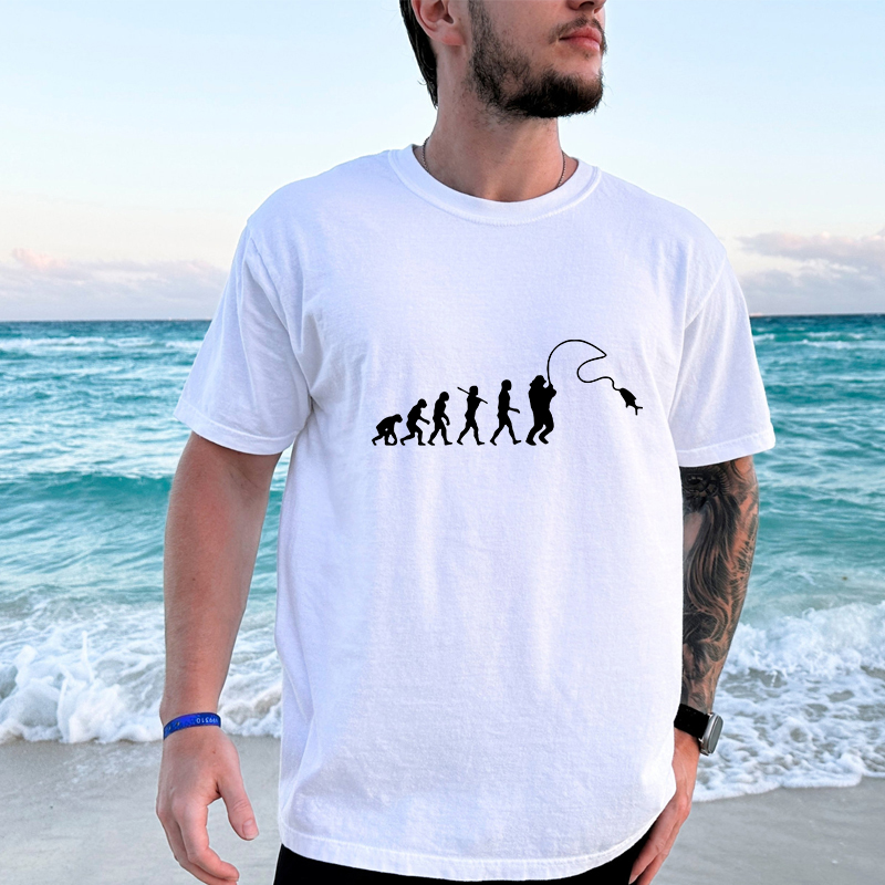 Fishing Evolution Printed T-Sh - Street Fashion Evolution 评论和价格