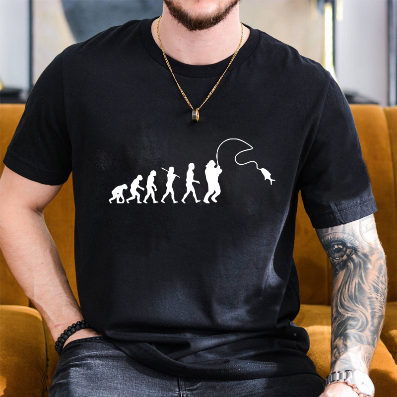 Fishing Evolution Printed T-Sh - Street Fashion Evolution 评论和价格